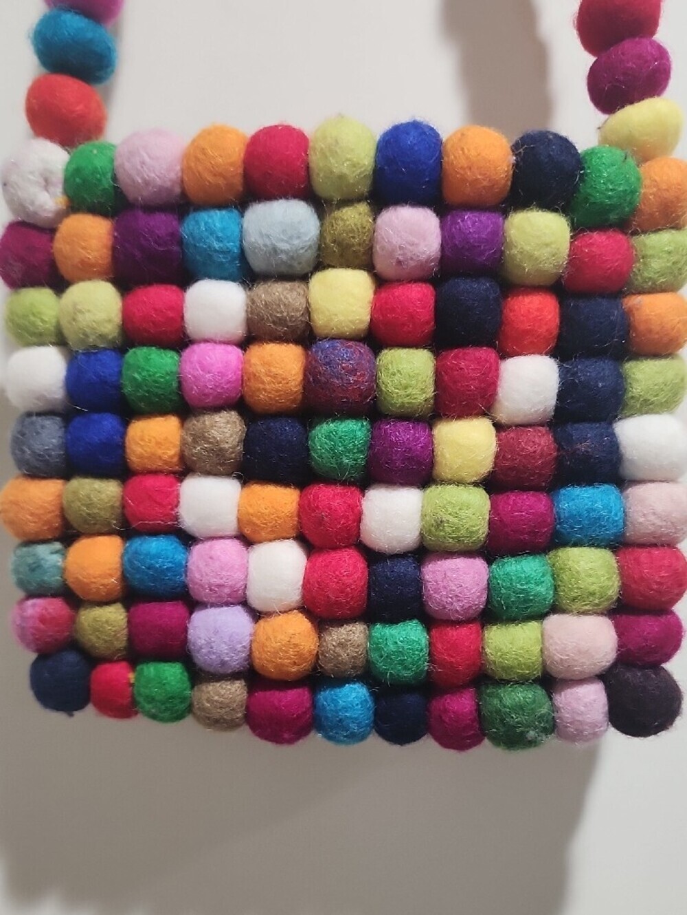 BNB Design Color & Style of USA felted wool pom-pom shoulder bag